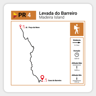 Madeira Island PR4 LEVADA DO BARREIRO trail map Sticker